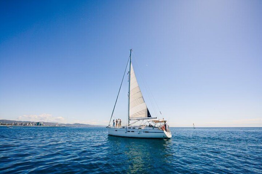 Sailing trip in Sitges walking tour winery visit with tasting