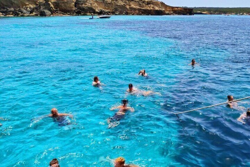 Boat trip along the coast of Formentera