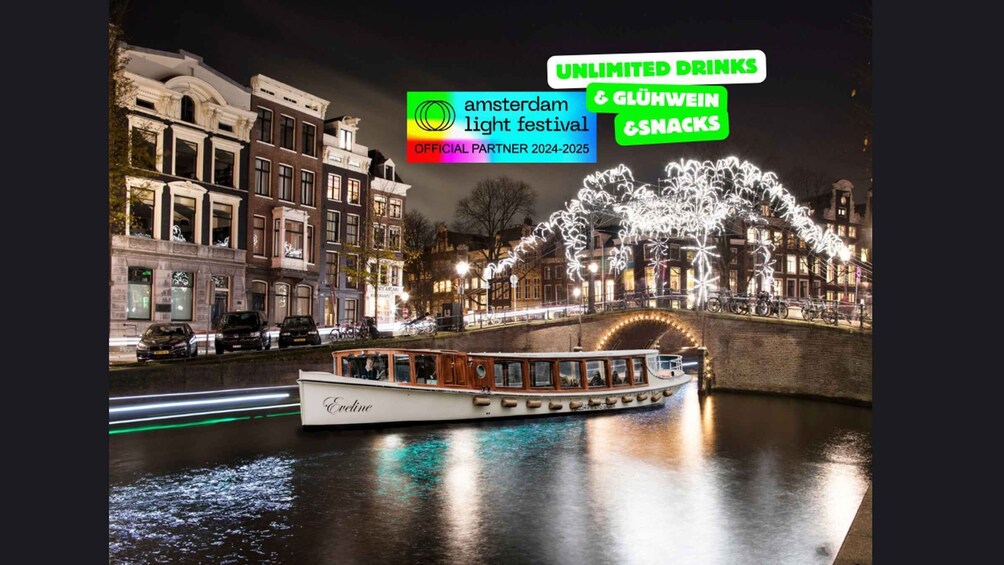 Amsterdam: Light Festival Cruise w/Unlimited Drinks & Snacks