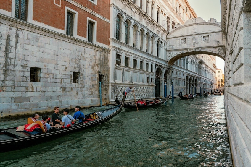 Shared gondola ride with passage underneath the Bridge of Sighs