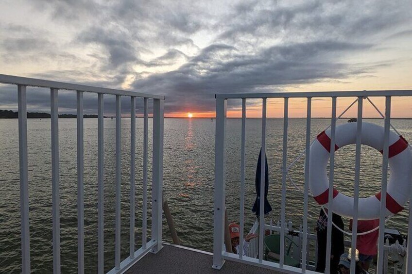 Sunset over Destin Bay from top deck of Redneck Pontoon