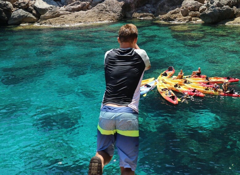 Pollença: Kayak and Coasteering Cliff Jumping