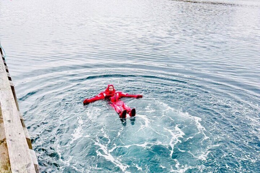 Arctic Ice Floating in Warm Survival Suit Tromsø