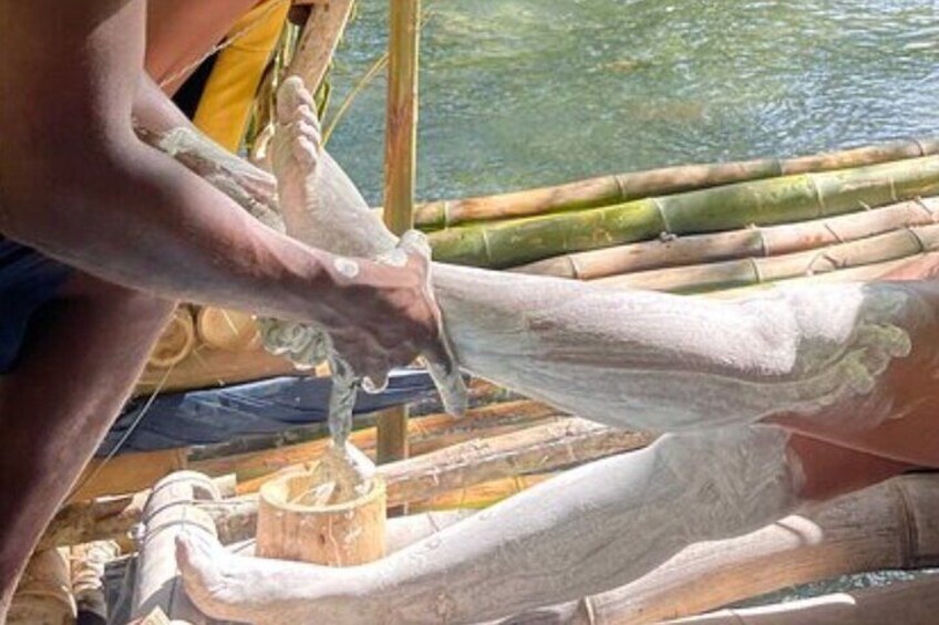 Limestone foot Massage on a Bamboo Raft 