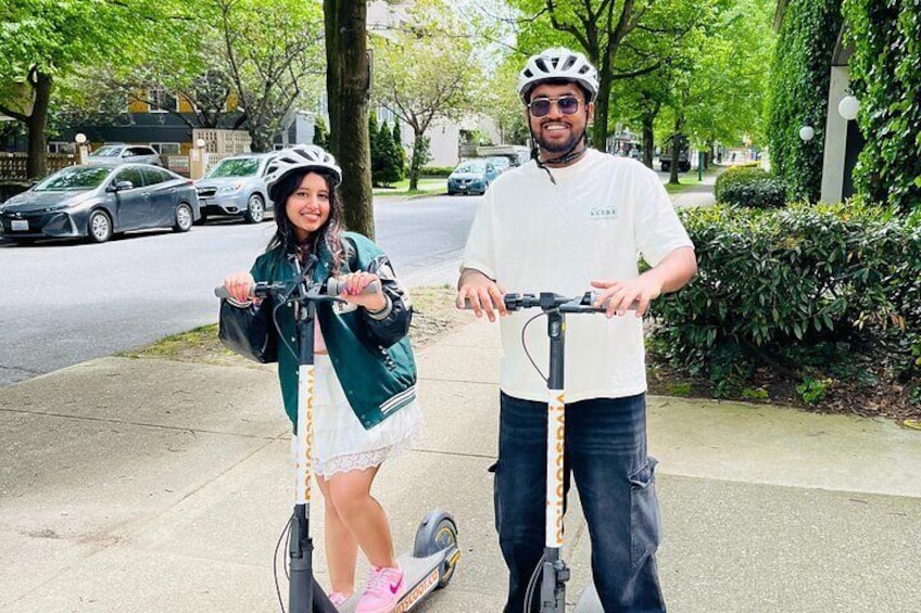 Stanley Park Seawall E-scooter Rental with Self Guided map