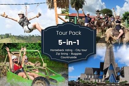 Tour Pack 5-in-1: Horse Ride, City Tour, Zip Line, Jungle Buggies & Country...