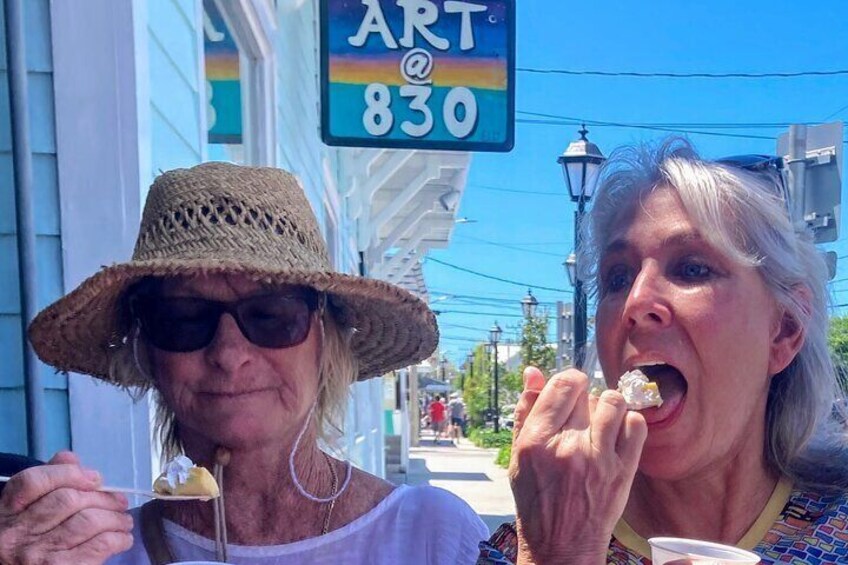 Tour guests enjoying their taste of Key Lime Pie!