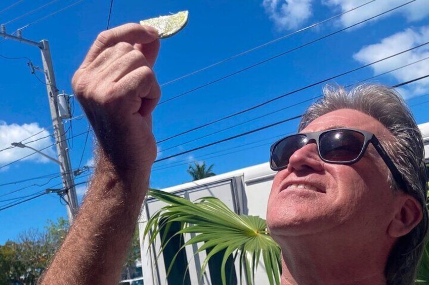 Tour guest contemplating the Key Lime