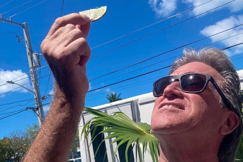 Tour guest contemplating the Key Lime