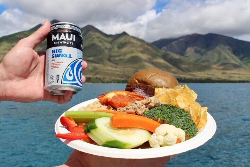 A delicious lunch is served after snorkeling.