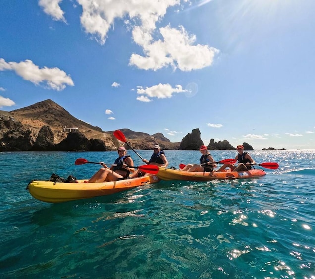 CABO DE GATA: GUIDED KAYAK ROUTE + SNORKEL + FREE PHOTOS