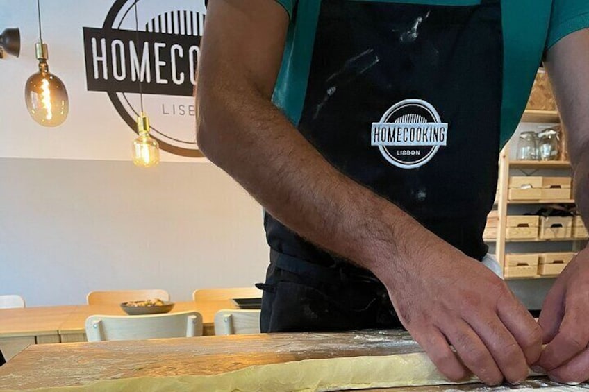 Preparing the puff pastry from scratch for our Pastel de Nata.
