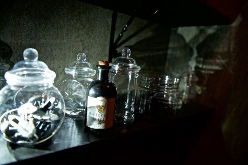 Potions bottles in the Merlin's Magic Academy escape room