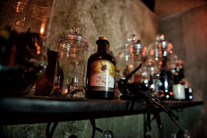 Potions bottles in the Merlin's Magic Academy escape room