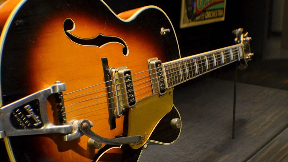 Close up of a guitar at the Gateway to the Blues Museum