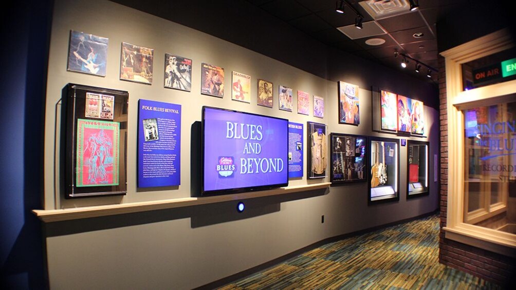 Folk Blues Revival wall at the Gateway to the Blues Museum