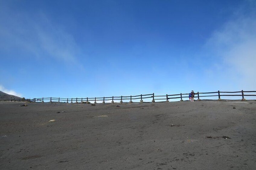 Walking at the crater of Irazu Volcano