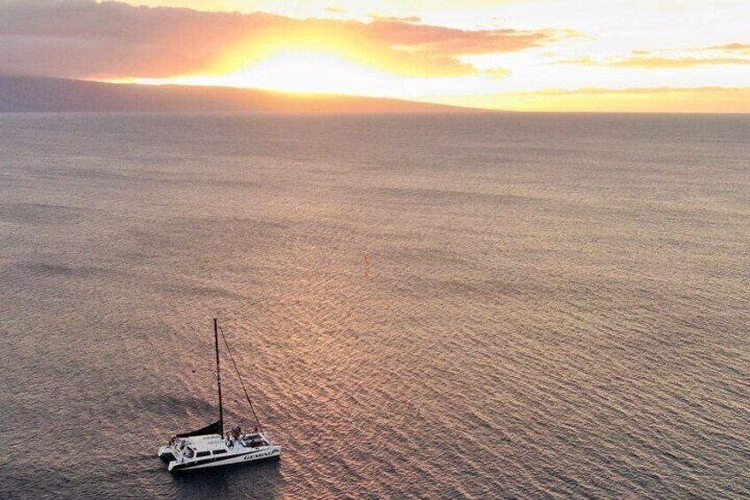 The golden glow with the islands of Lanai and Molokai off in the distance. 