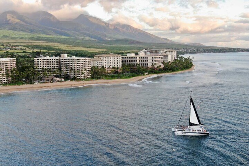 Sailing with the Ka'anapali Hotels along the beach.