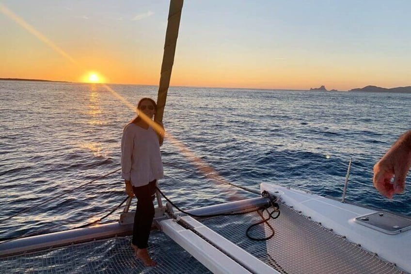 Sunset on a catamaran: from Es Vedrá to Cala Conta