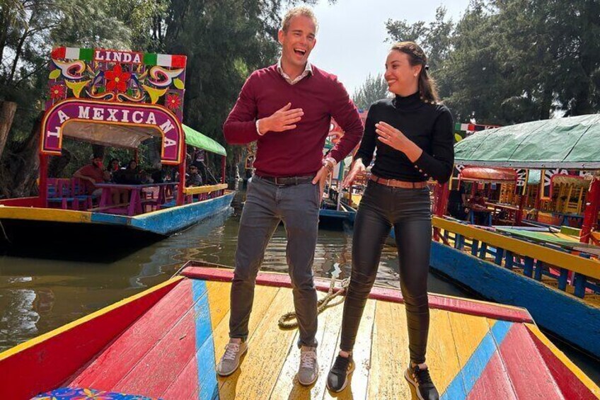 Xochimilco international boat party with margaritas and tequila.