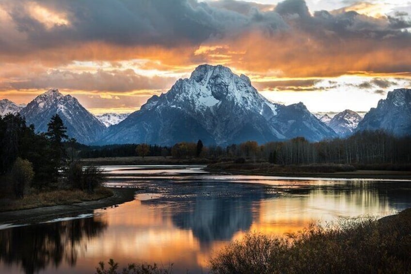 Oxbow Bend of Snake River During Sunset