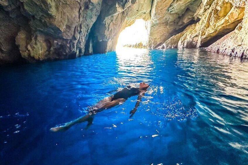 blue caves swimming