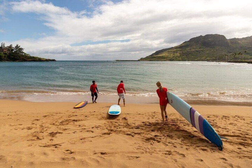 Group Surf Lesson at Kalapaki Beach