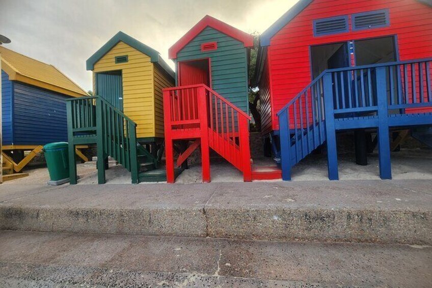 the colourful beach huts at muzeirnberg