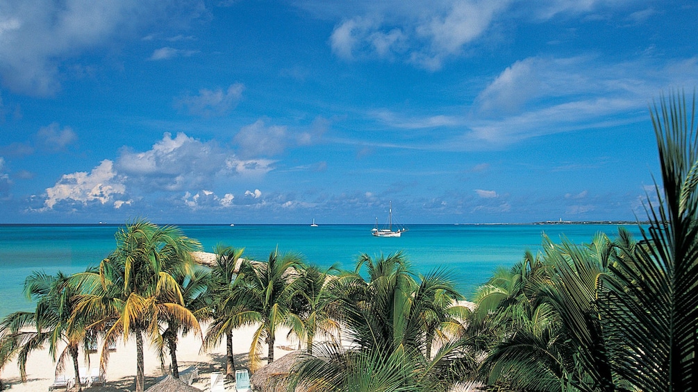 View out over water in Bahamas