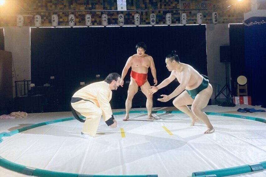 Sumo match with sumo wrestler.