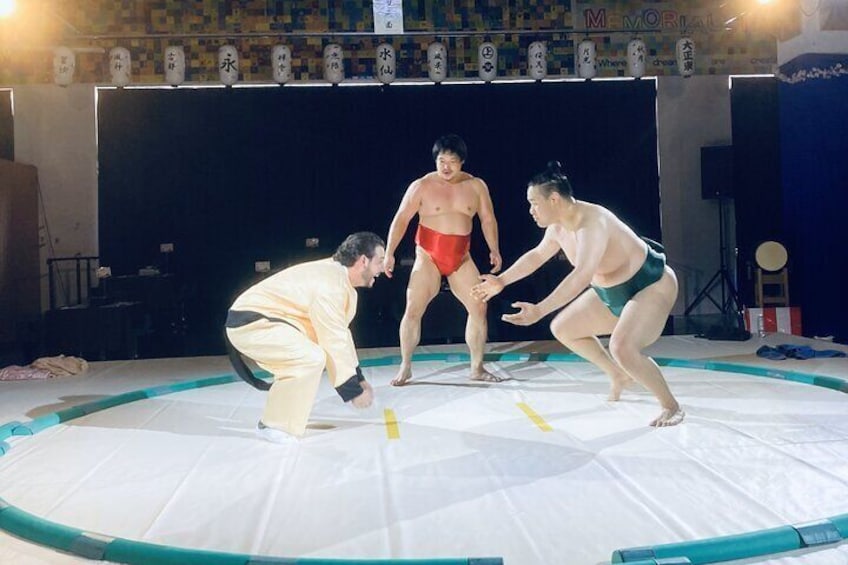 Sumo match with sumo wrestler.