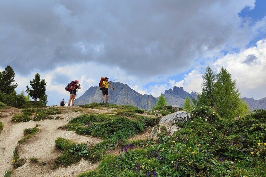 Exploring the Dolomites, one-day trekking in the mountains 