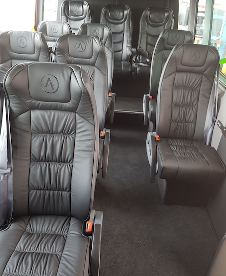 Seating in tour bus in New Zealand