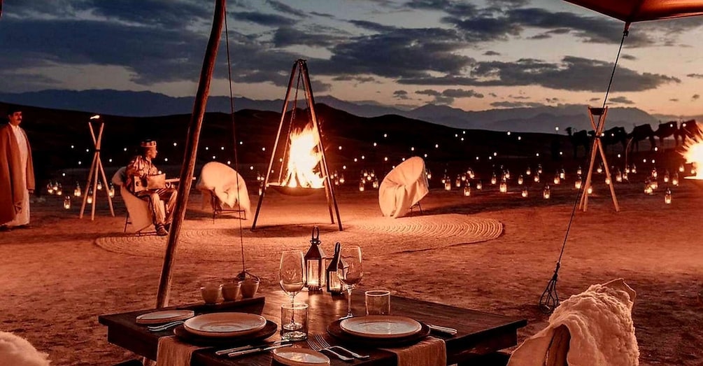 From Marrakech: Agafay Desert Sunset with Dinner and Show