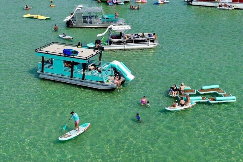 Luxury Crab Island Pontoon Charter with Restroom (Up to 18)
