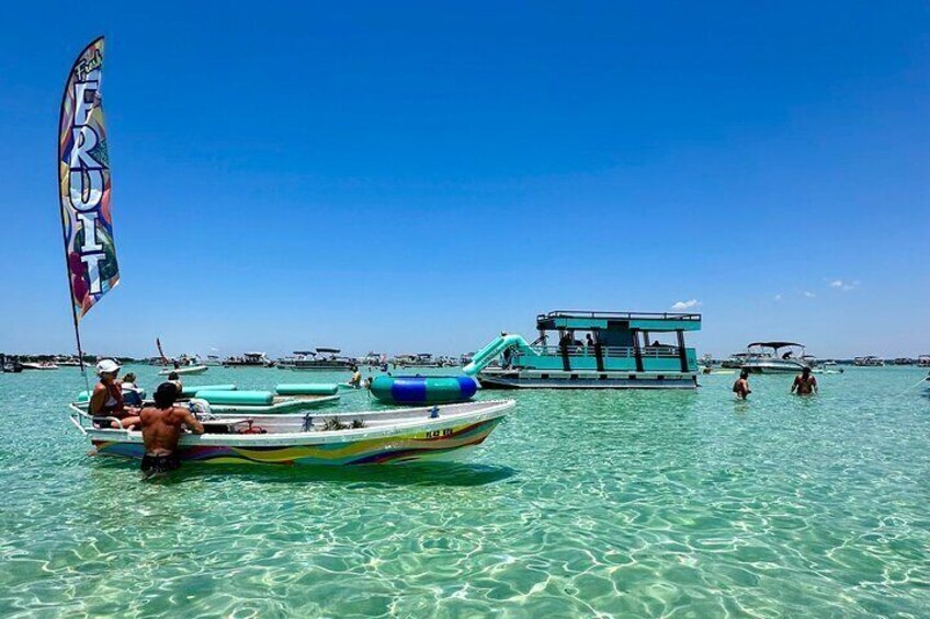 Luxury Crab Island Pontoon Charter with Restroom (Up to 18)