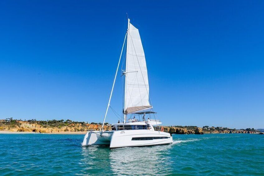 2h30 Private Sunset Catamaran Adventure in Vilamoura
