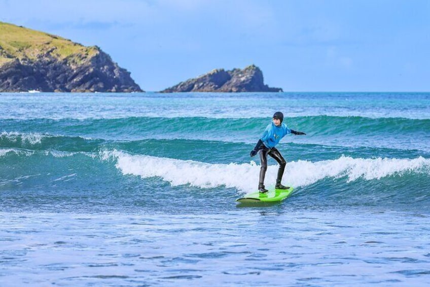 Perfect peeling waves at Fistral Beach 