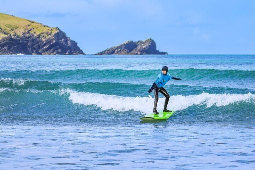 Perfect peeling waves at Fistral Beach