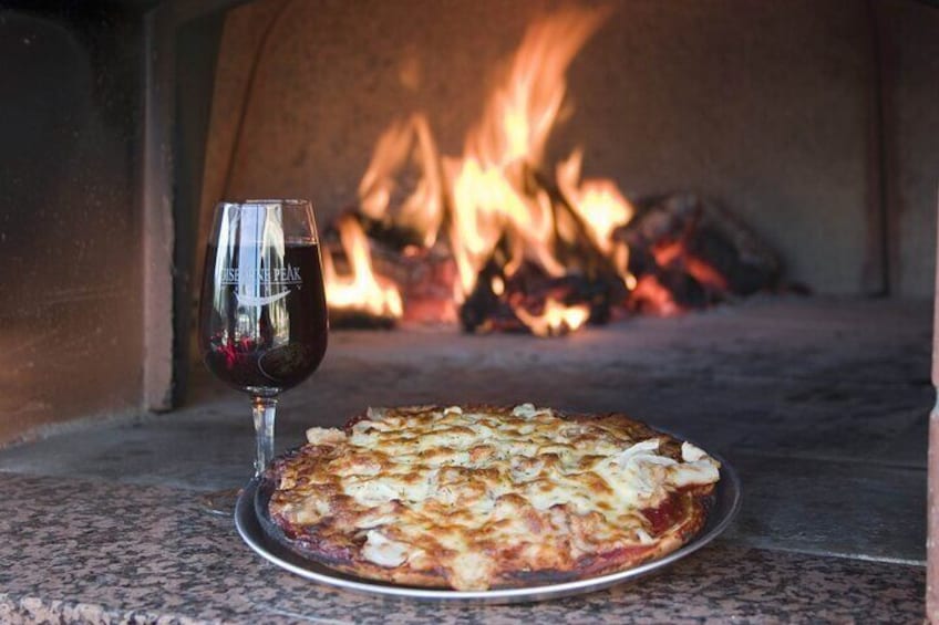 Wood-fired pizzas and estate grown wine