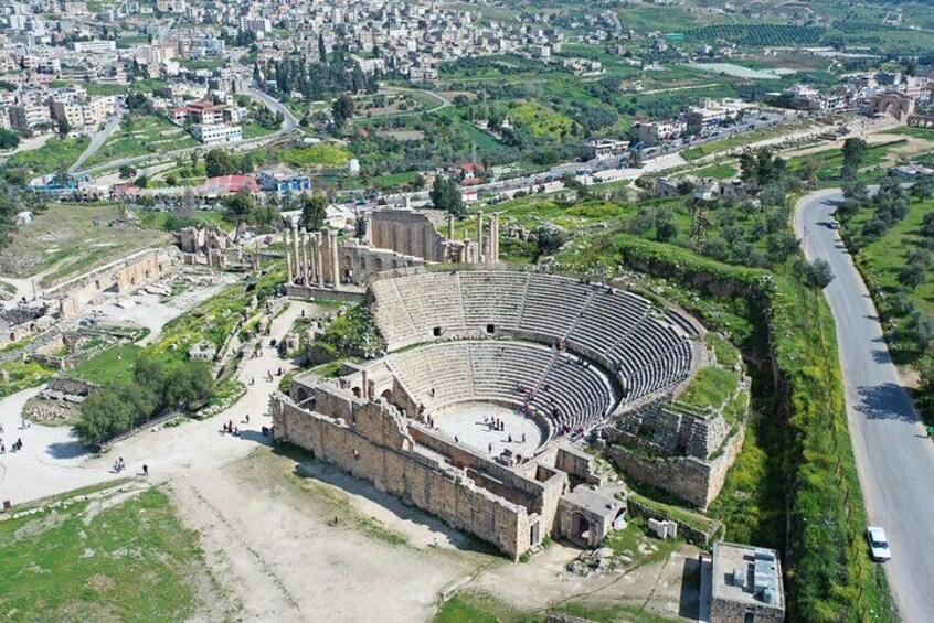 Aerial View of Jerash Ruins 