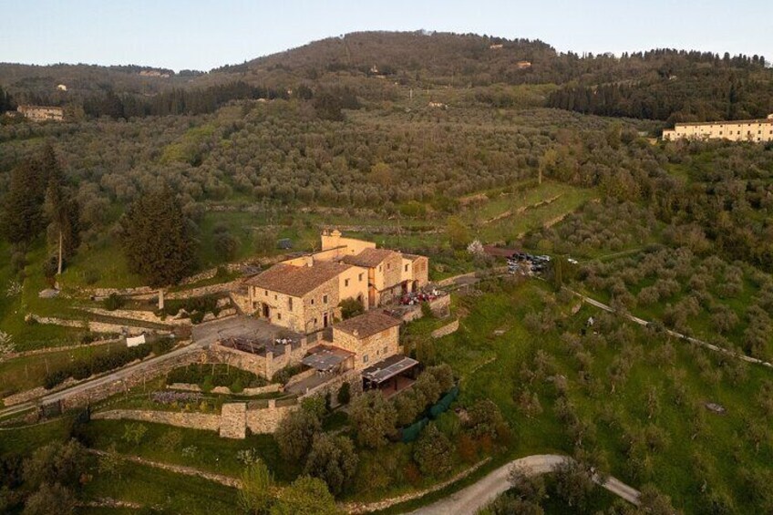 Yoga at Sunset Overlooking Tuscan Countryside