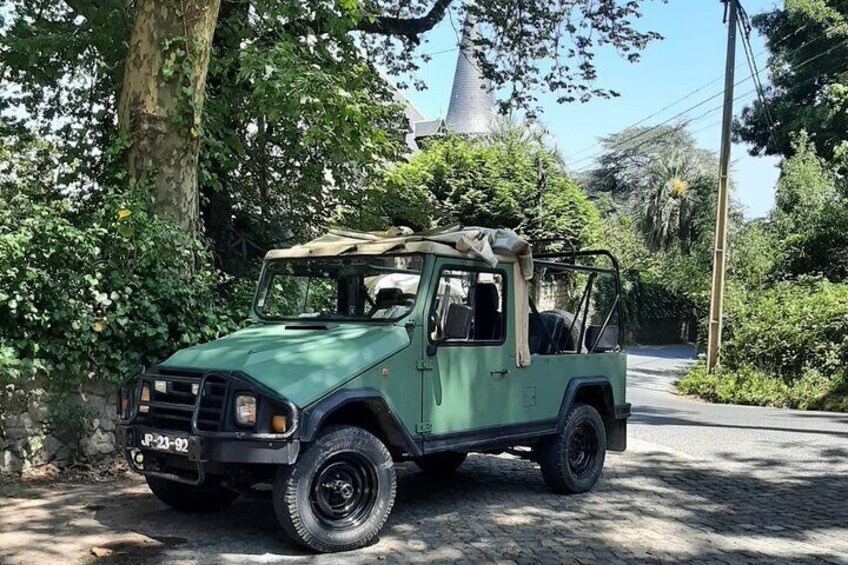 - The Safari Jeep waiting for customers to finish the photo shoot at the Biester Palace :)