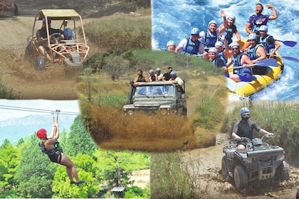 Side/Antalya: Jeep, Buggy, Rafting & Zipline Tour with lunch
