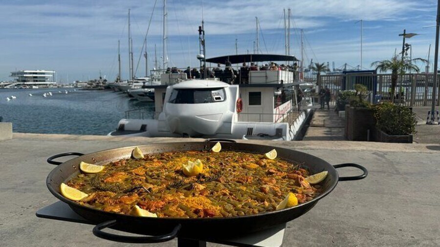 Freshly made Valencian Paella by our Chefs.