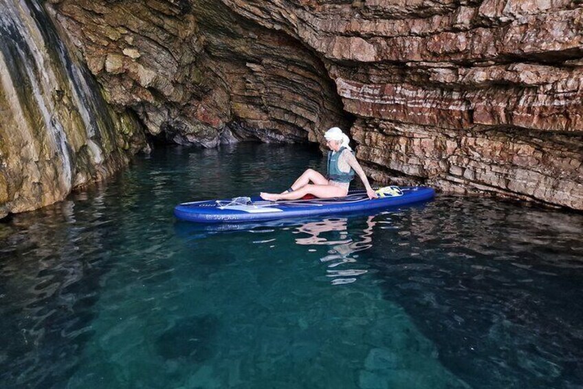 SUP-board or kayak tour from Becici to Sveti Nikola island' caves