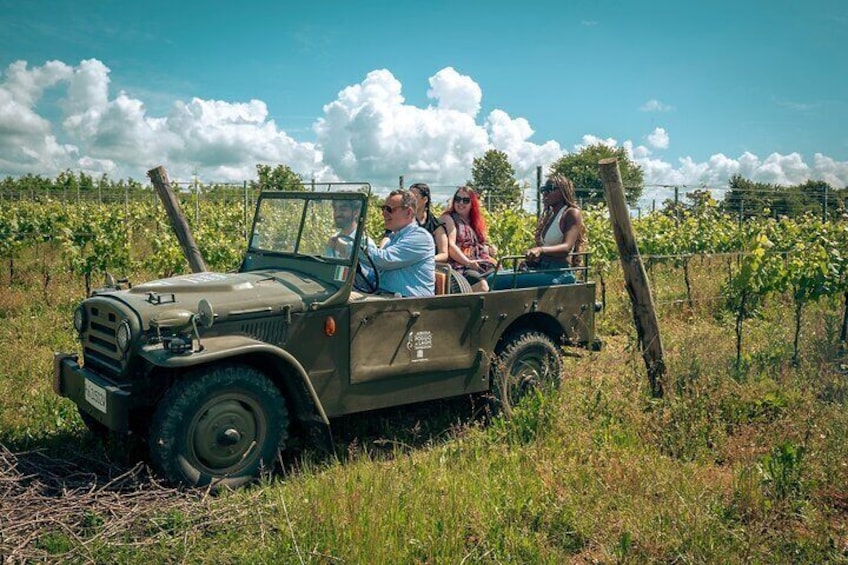 Wine Safari:Tour Of Poggio Ai Laghi Vineyard On a Vintage Offroad