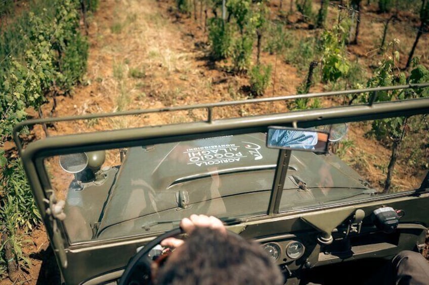 Wine Safari:Tour Of Poggio Ai Laghi Vineyard On a Vintage Offroad