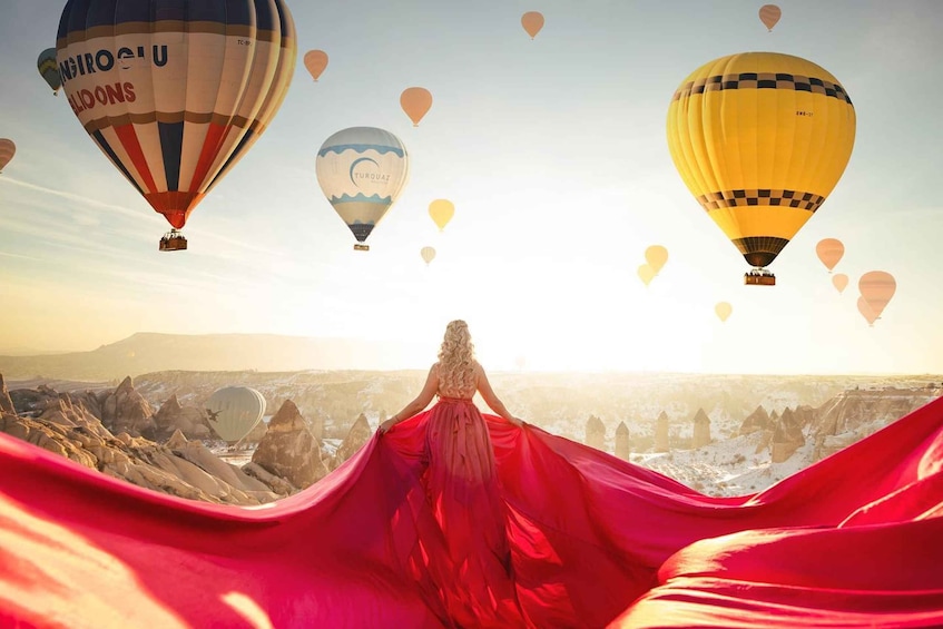 Picture 3 for Activity Cappadocia: Private Flying Dress Photoshoot at Sunrise